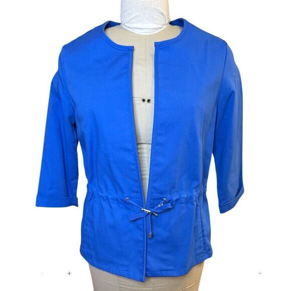 Rafaella Jacket Sz. 10 Open Front Drawstring Waist 3/4 Sleeves Lightweight Packa - Picture 8 of 12